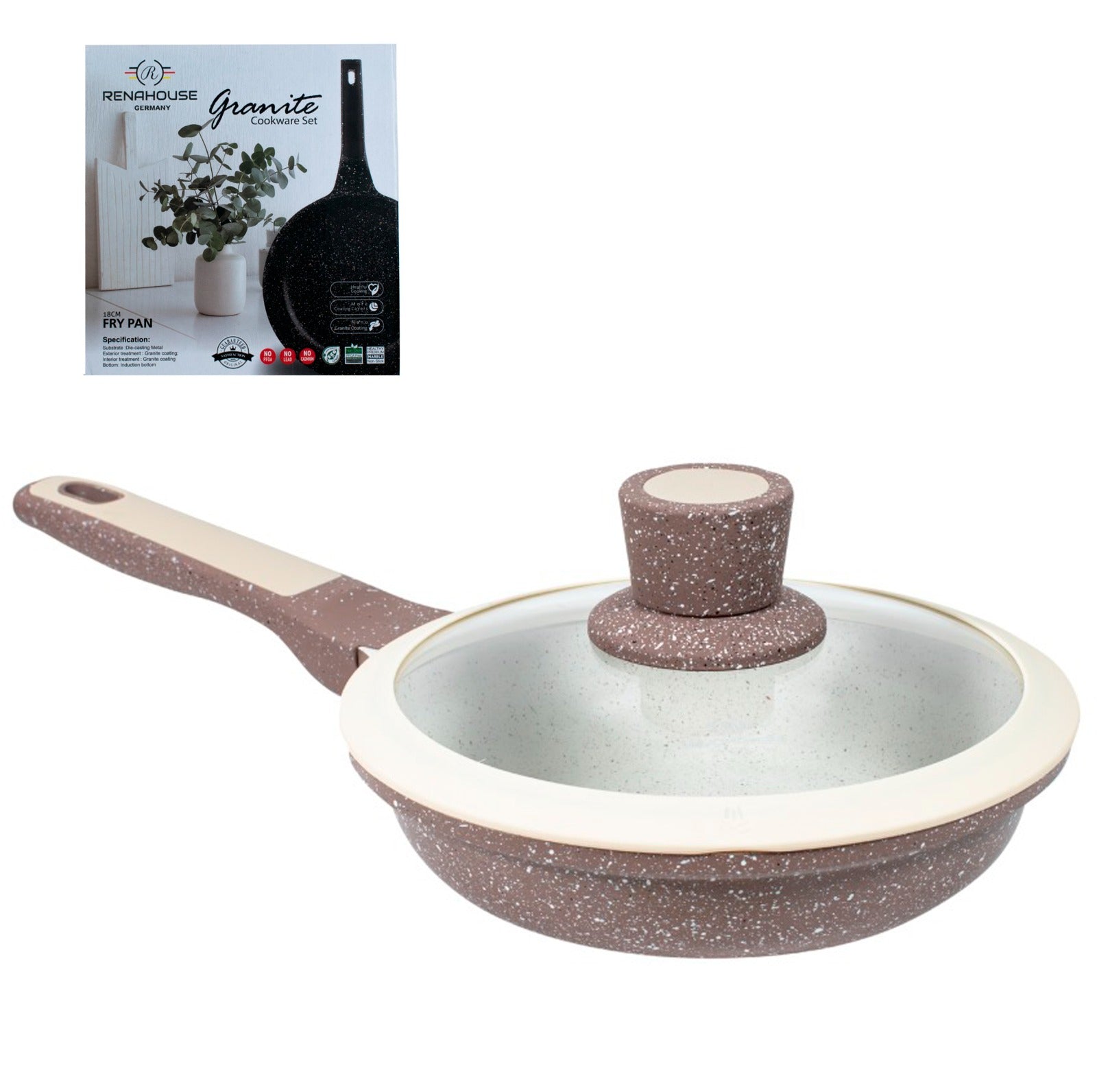 Sartén Renahouse Mármol Antiadherente 20 cm con Tapa | Pago Contraentrega en Colombia