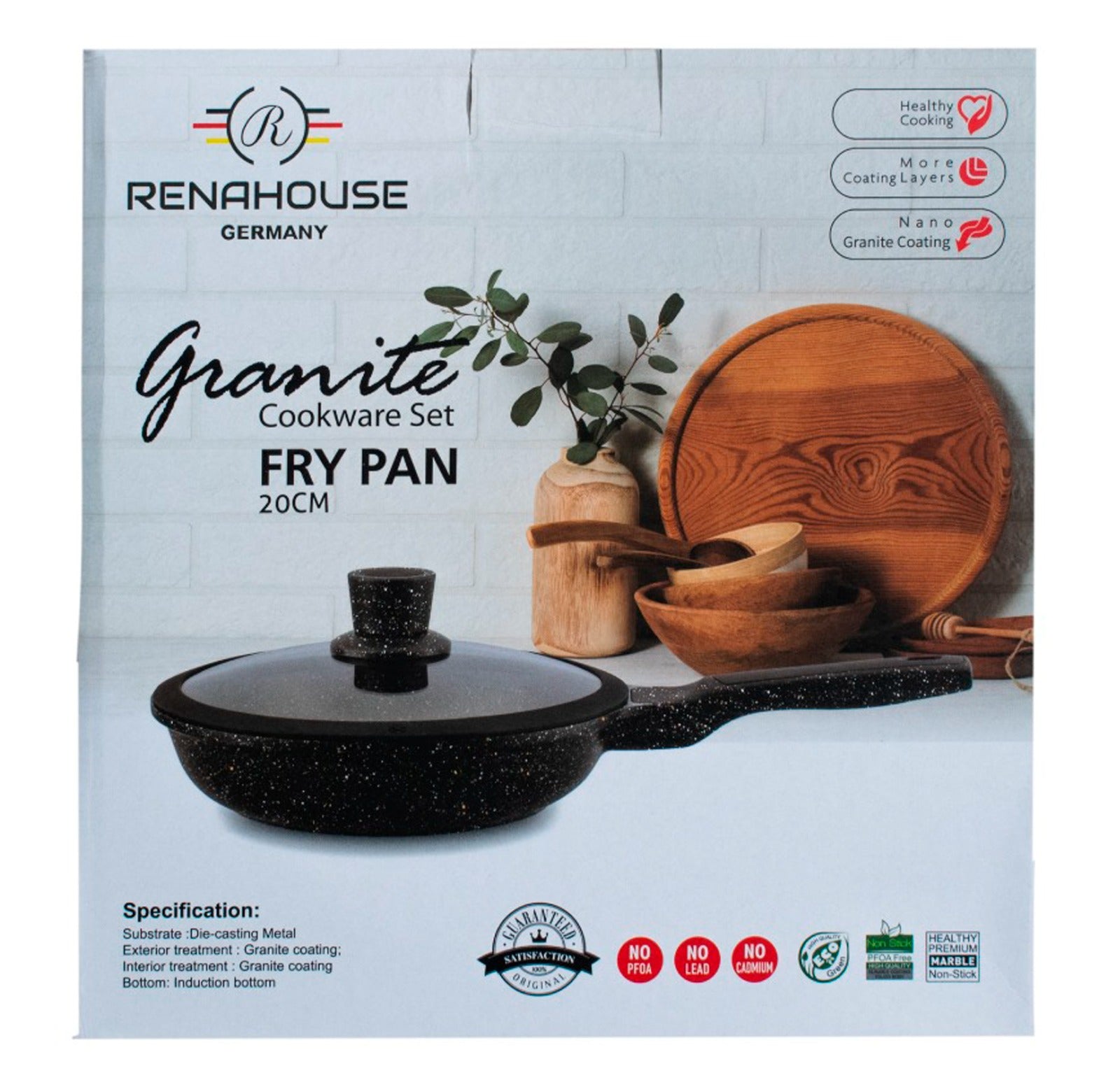 Sartén Renahouse Mármol Antiadherente 20 cm con Tapa | Pago Contraentrega en Colombia